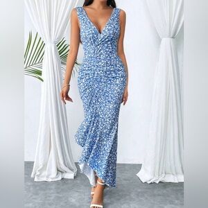 Floral Blue Maxi Dress size large